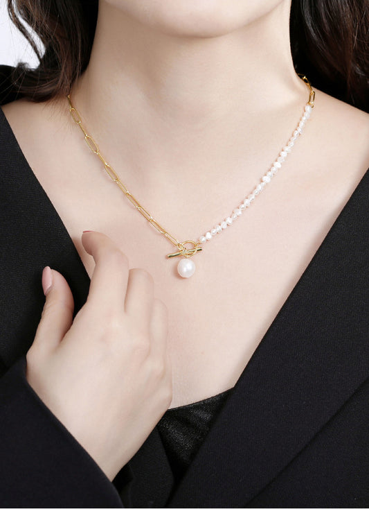 Baroque Geometric Pearl Clavicle Necklace